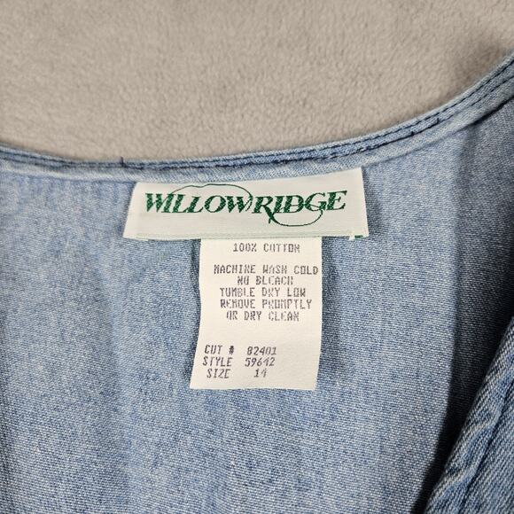 Vintage Willow Ridge Denim Dress Womens 14 Maxi Cottagecore Western 90s Prairie - Picture 5 of 14